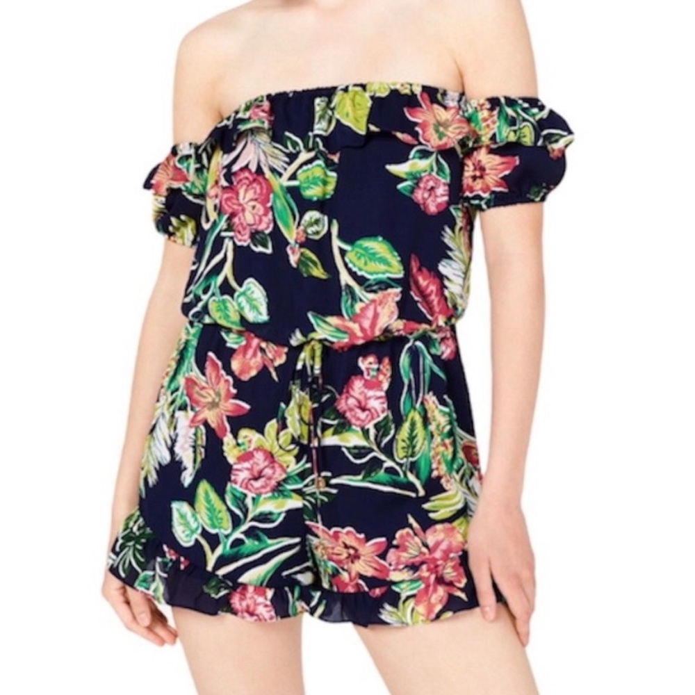 Navy floral romper